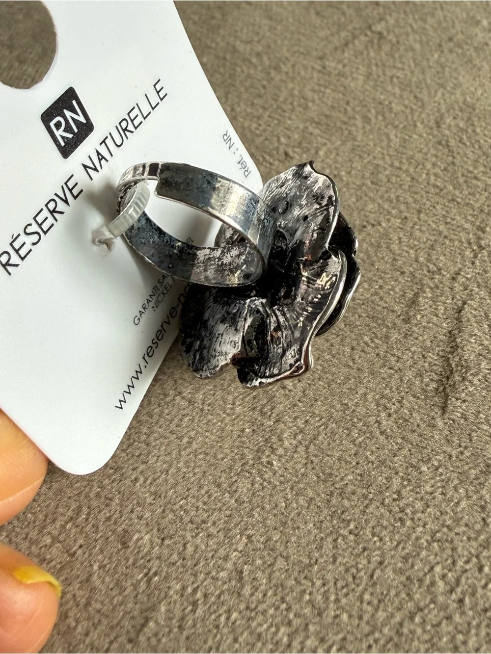 Nickels Silver Floral Rose Cocktail Ring